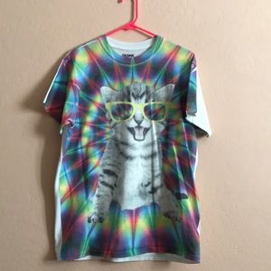 Tie dye cat tee